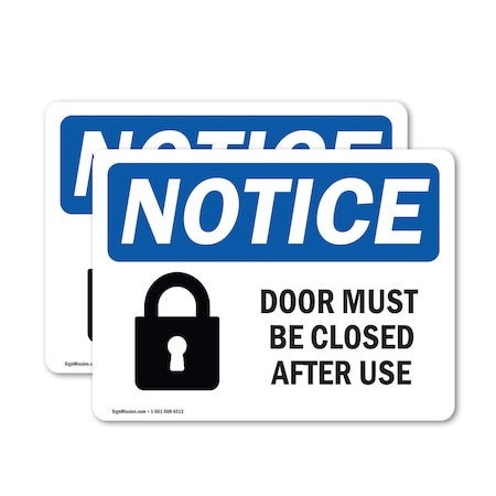 Signmission Door Must Be Locked After Use Sign With Symbol, 5 in W x Rectangle, Vinyl Decal OS-2PACK-NS-D-35-L-11500